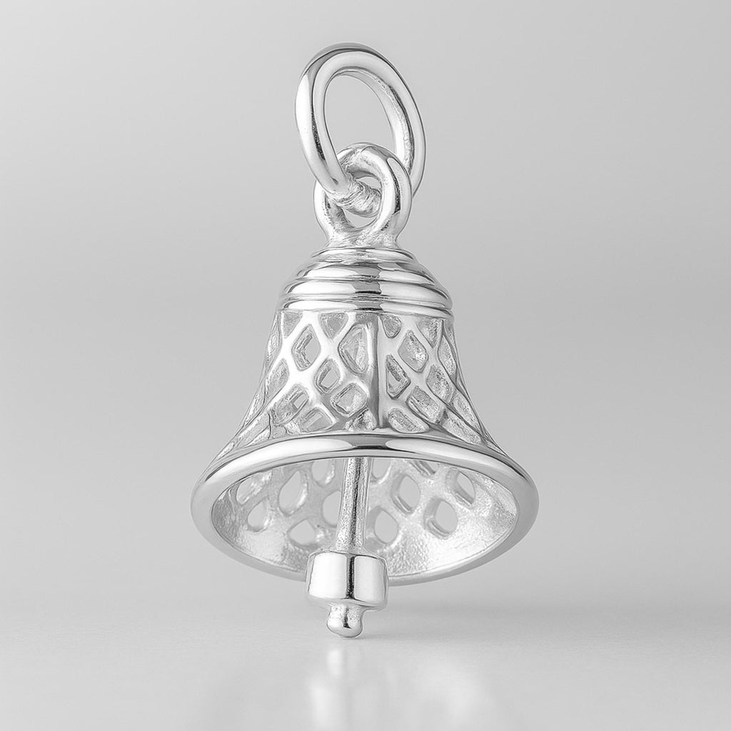 925 Sterling Silver - Openwork Filigree Bell Charm