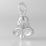 925 Sterling Silver - Openwork Filigree Bell Charm