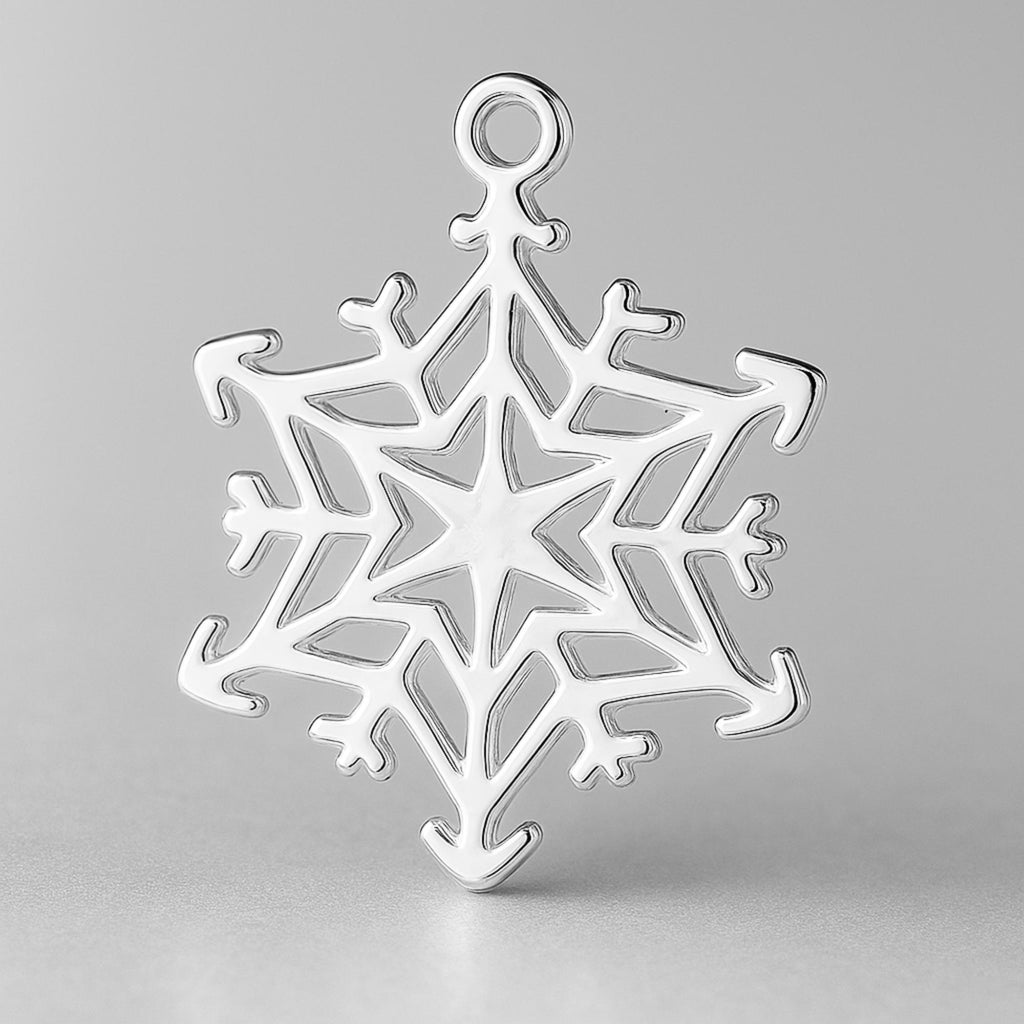 925 Sterling Silver - Starburst Snowflake Charm