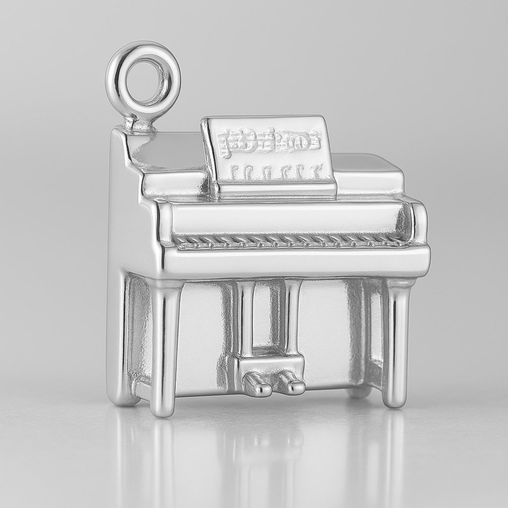 940 Argentium Silver - Classic Upright Piano Charm