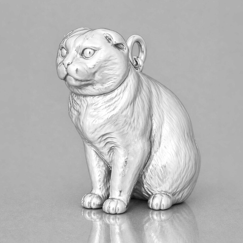 940 Argentium Silver - Scottish Fold Cat Charm