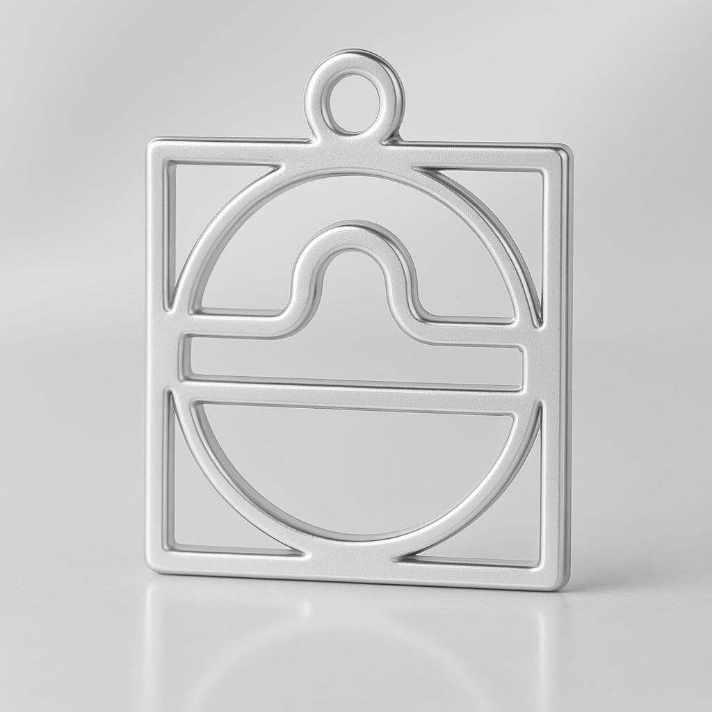 940 Argentium Silver - Libra Zodiac Square Charm