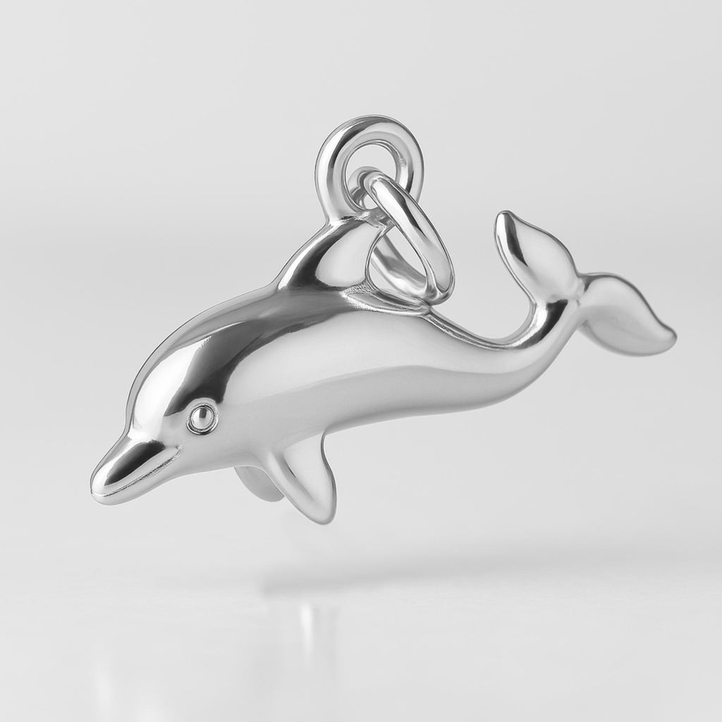 940 Argentium Silver - Playful Dolphin  Charm