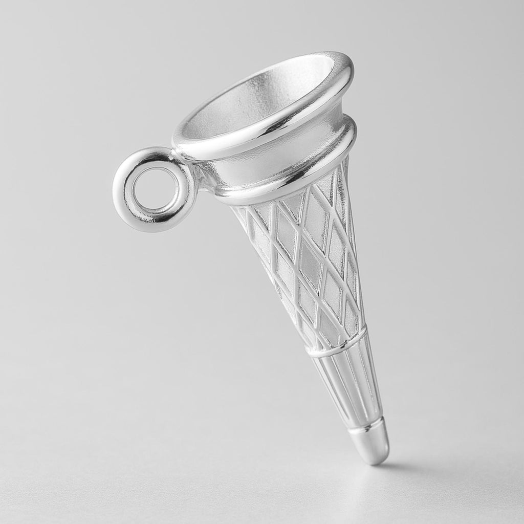 925 Sterling Silver - Classic Ice Cream Cone Charm