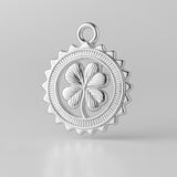 925 Sterling Silver - Four Leaf Clover Medallion Charm