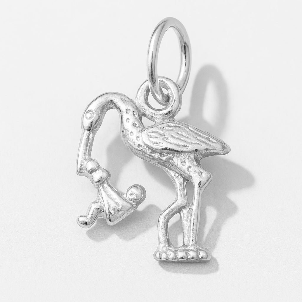 925 Sterling Silver - Stork & Baby Charm