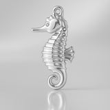 925 Sterling Silver - Lined Seahorse Charm