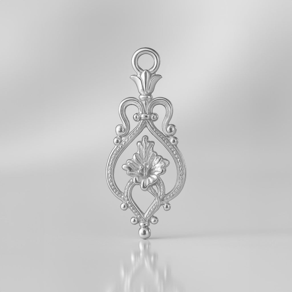 999 Pure Silver - Floral Filigree Crest Charm