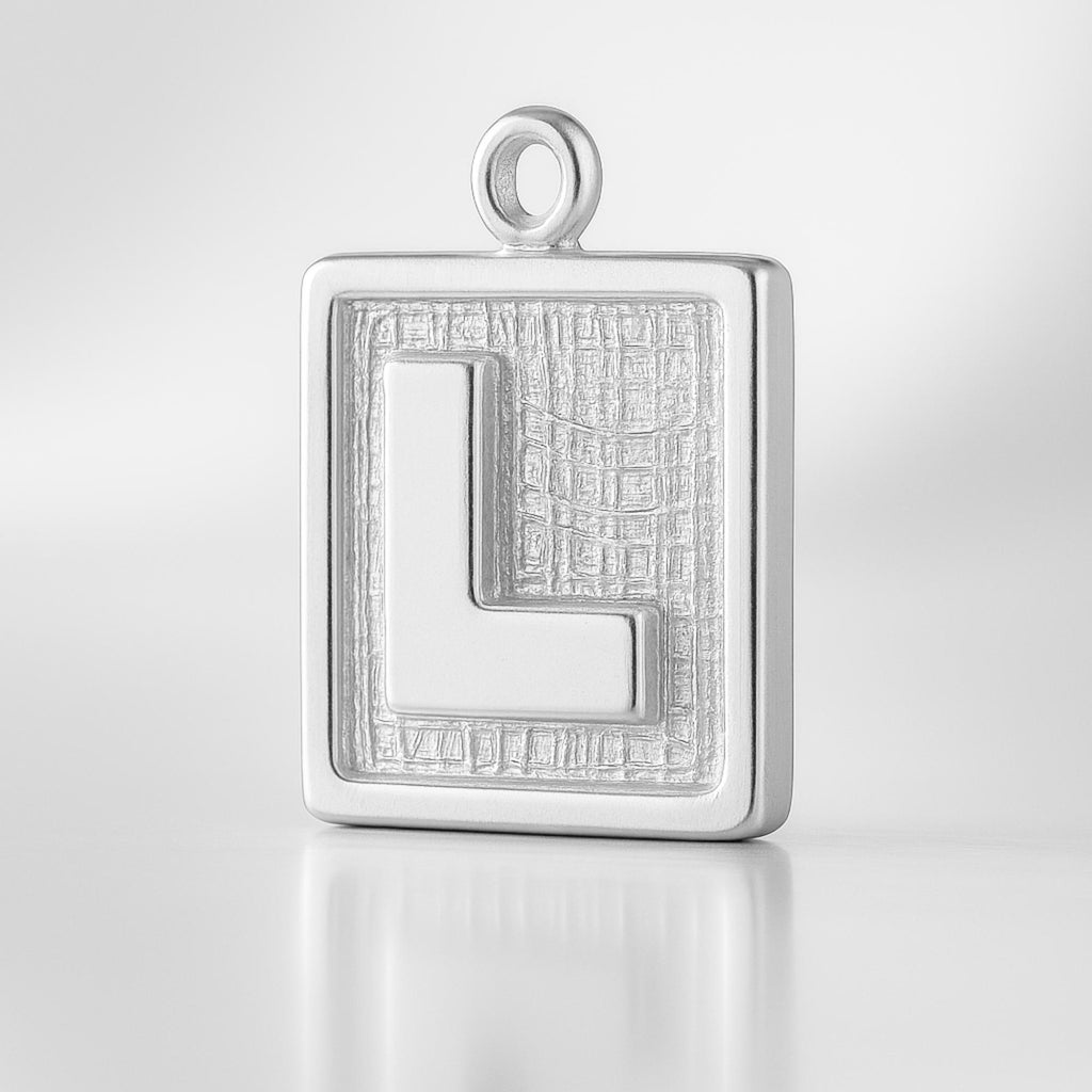 940 Argentium Silver - L Plate Charm