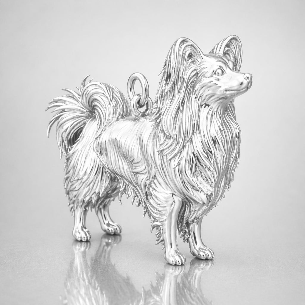 940 Argentium Silver - Papillon Dog Charm