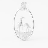 925 Sterling Silver - Wetlands Crane Birds Charm