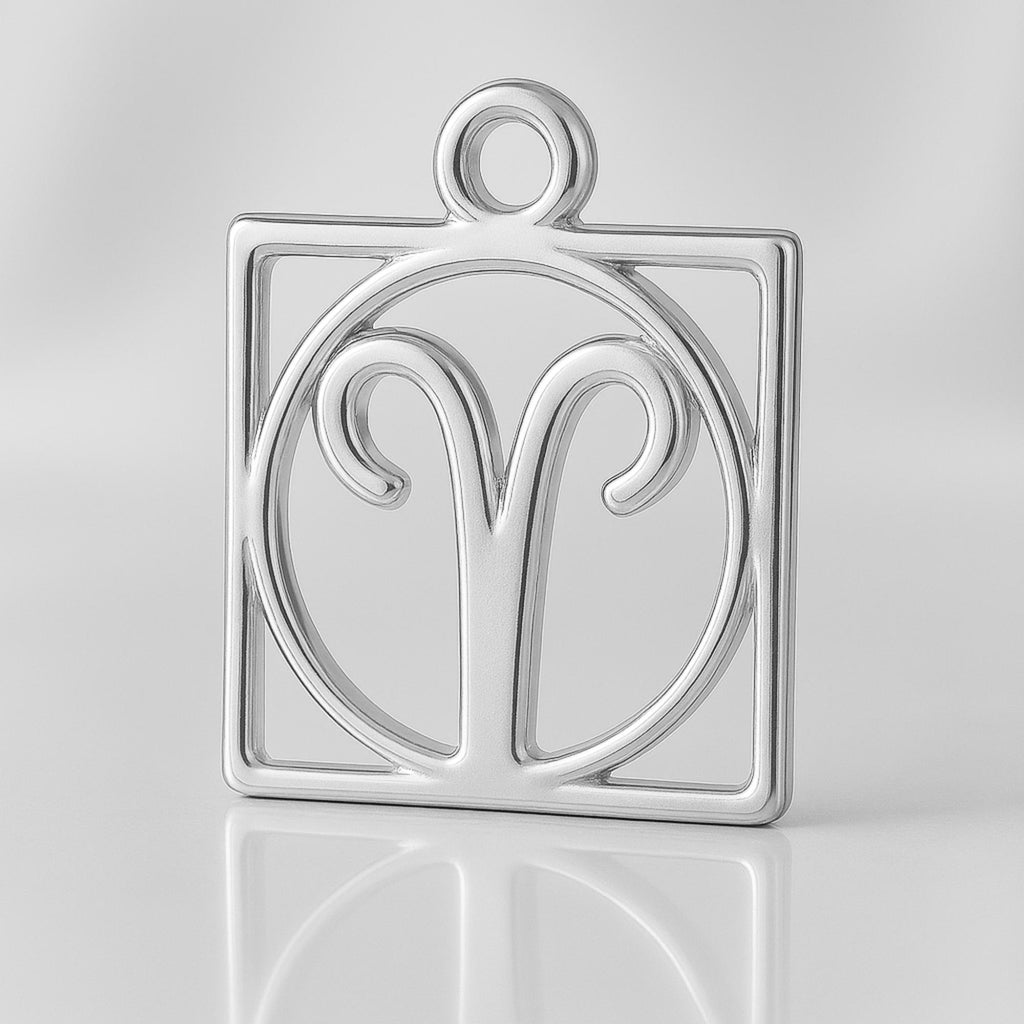 999 Pure Silver - Aries Zodiac Square Charm