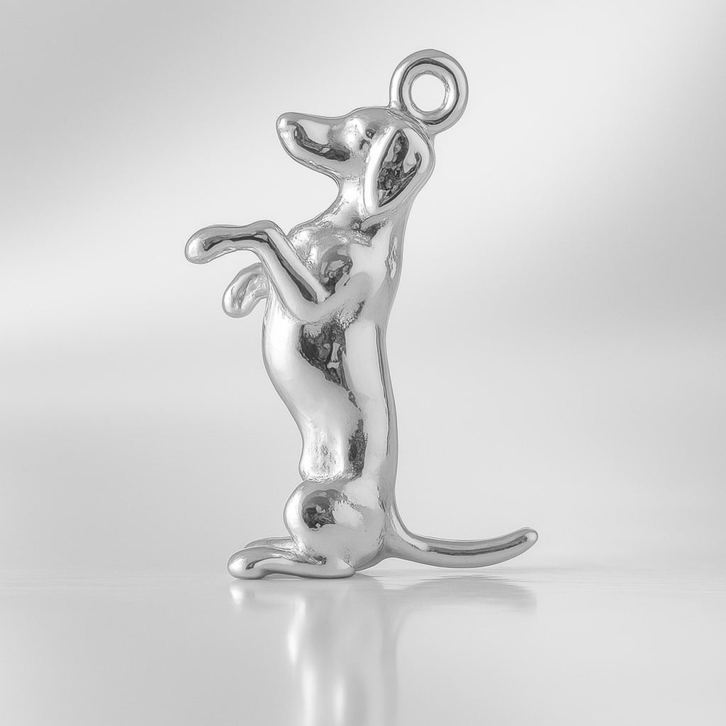 940 Argentium Silver - Playful Dachshund Dog Charm