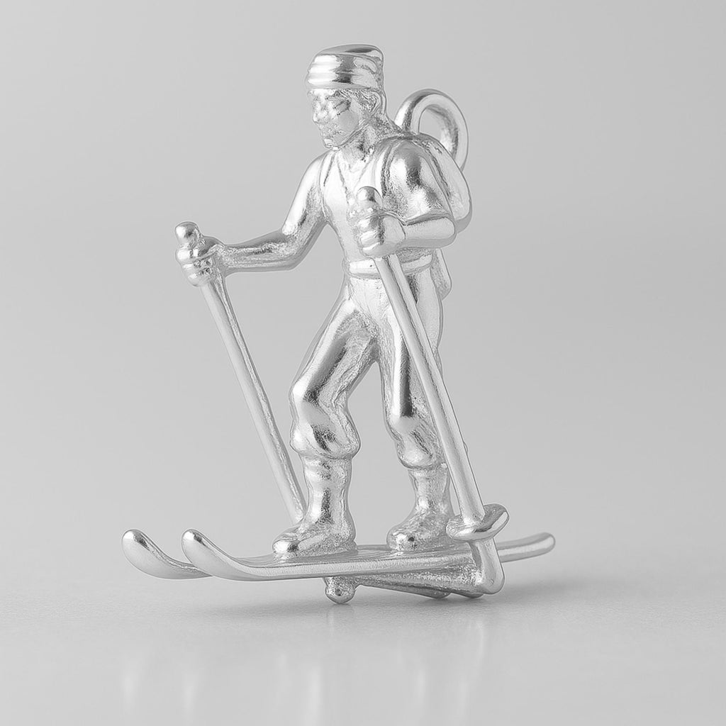940 Argentium Silver - Cross Country Skier Charm