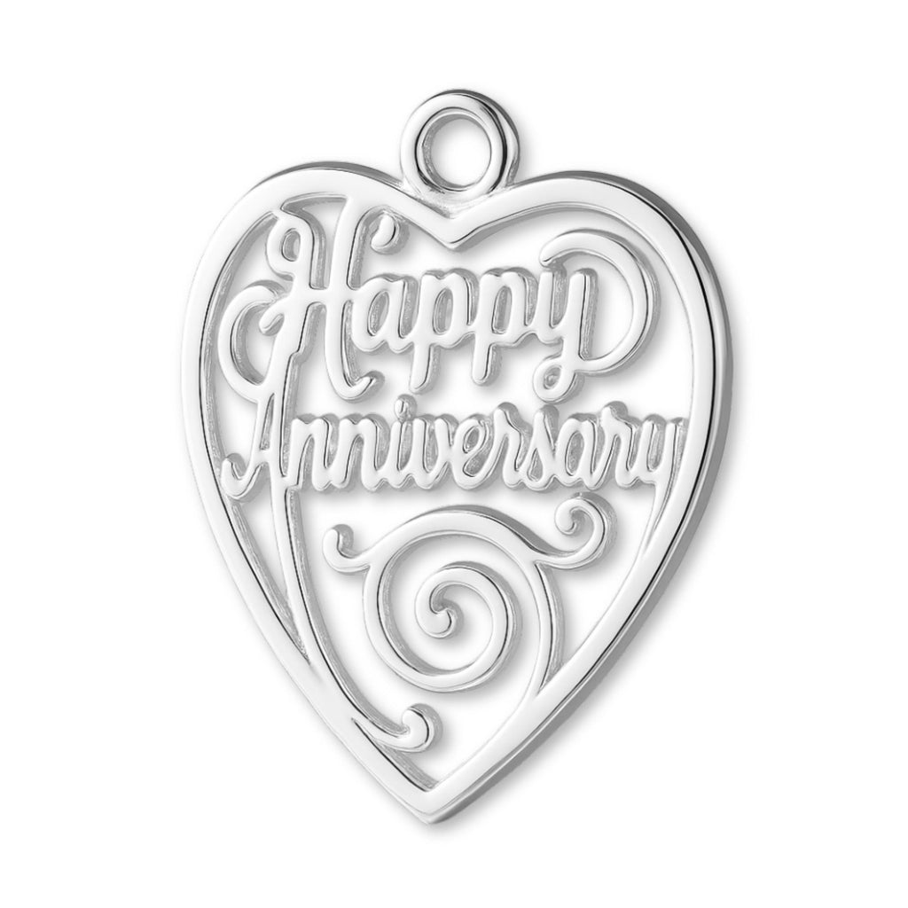 999 Pure Silver - Happy Anniversary Openwork Heart Charm