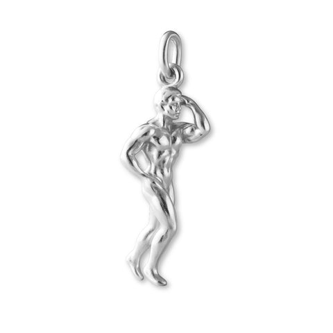 999 Pure Silver - Thinking Man Bodybuilder Pose Charm