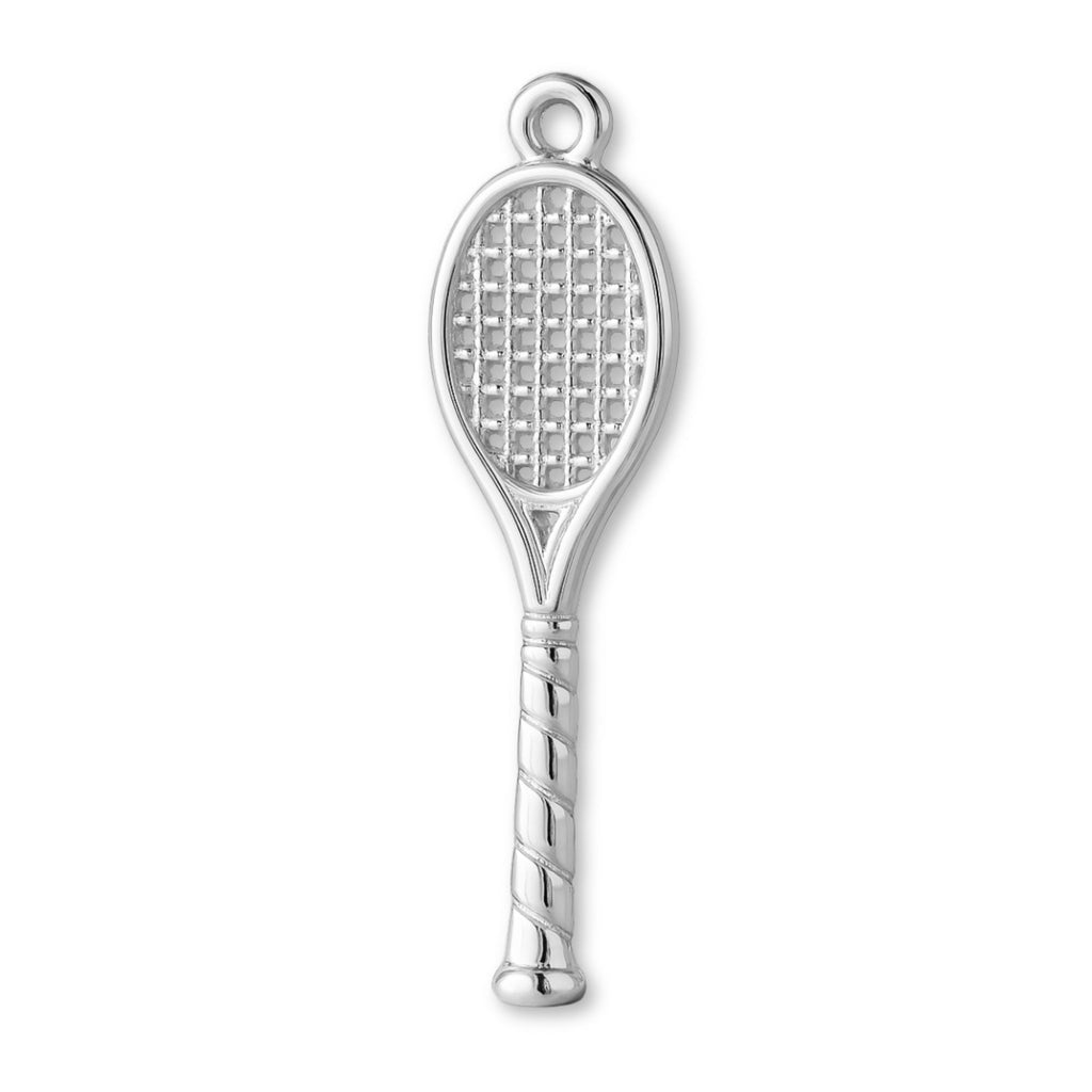 925 Sterling Silver - Open Weave Tennis Racket Charm