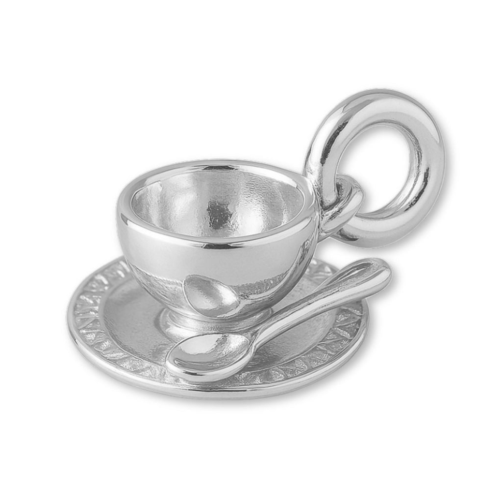 925 Sterling Silver - Coffee Cup & Saucer Charm