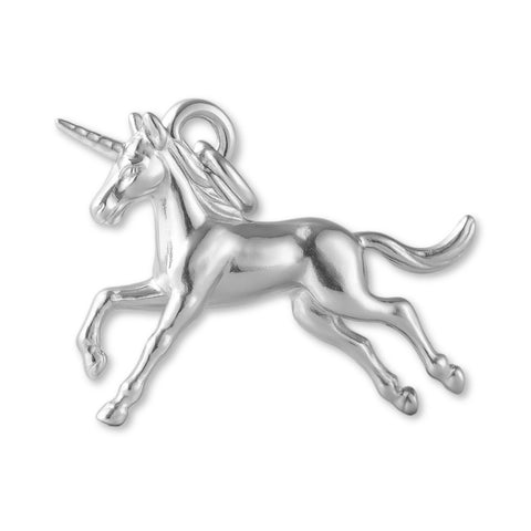 940 Argentium Silver - Leaping Unicorn Charm