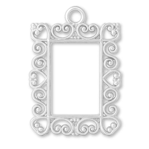 940 Argentium Silver - Heart Frame Charm