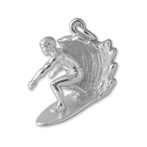 940 Argentium Silver - Wave Rider Surfer Charm