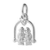 925 Sterling Silver - Perched Love Birds Charm