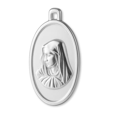 999 Pure Silver - Oval Virgin Mary Amulet Charm