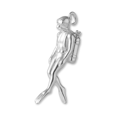 940 Argentium Silver - Swimming Scuba Diver Charm