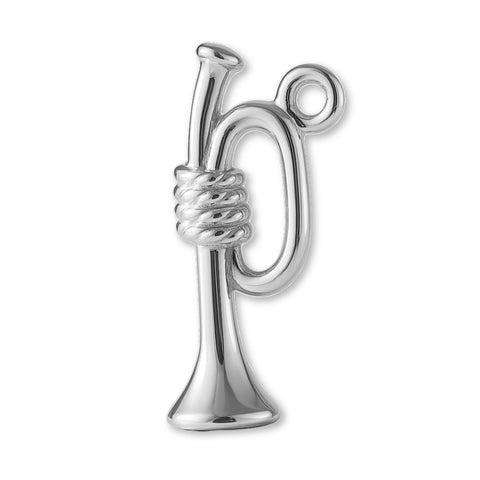 940 Argentium Silver - Roped Bugle Horn Charm