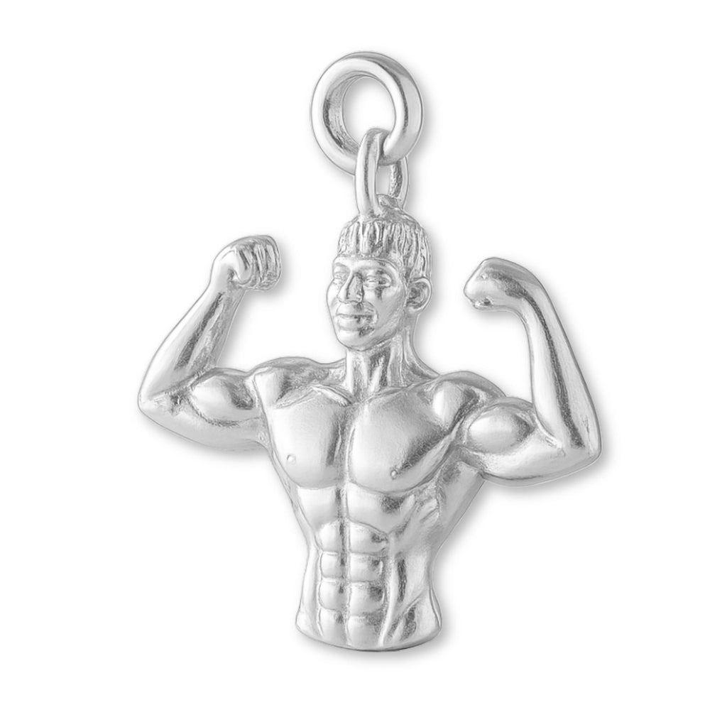 Bodybuilder Silver Chain 940 Argentium Silver - Bicep Flex Bodybuilder Charm