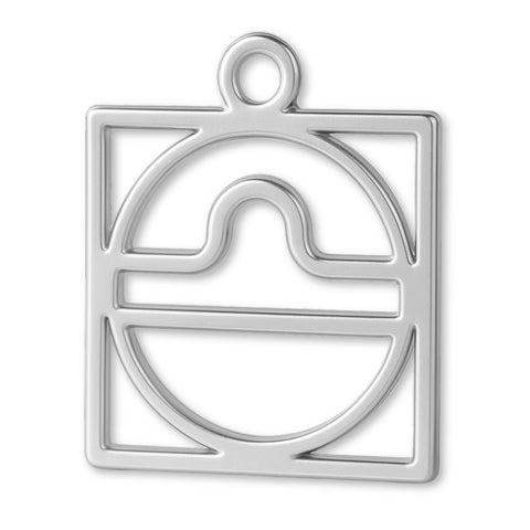 925 Sterling Silver - Libra Zodiac Square Charm