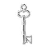 925 Sterling Silver - Ribbed 21 Castle Key Charm