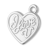 925 Sterling Silver - I Love U Heart Charm