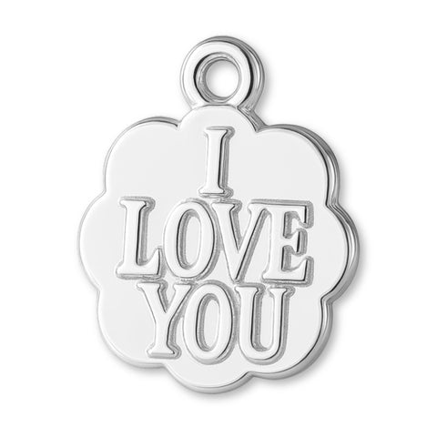 925 Sterling Silver - I Love You Clover Charm
