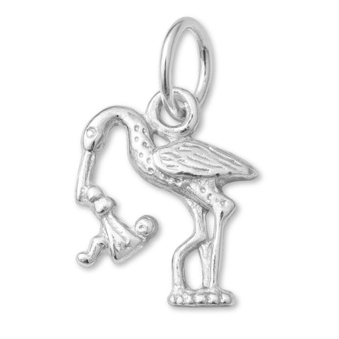 940 Argentium Silver - Stork & Baby Charm