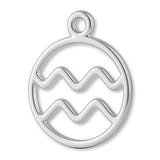 999 Pure Silver - Aquarius Zodiac Round Charm
