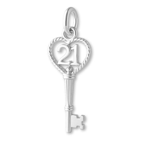 925 Sterling Silver - 21 Wreath Castle Key Charm