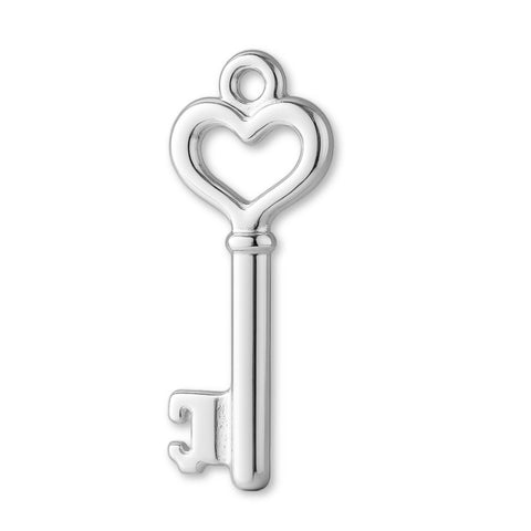 940 Argentium Silver - Heart Key Charm
