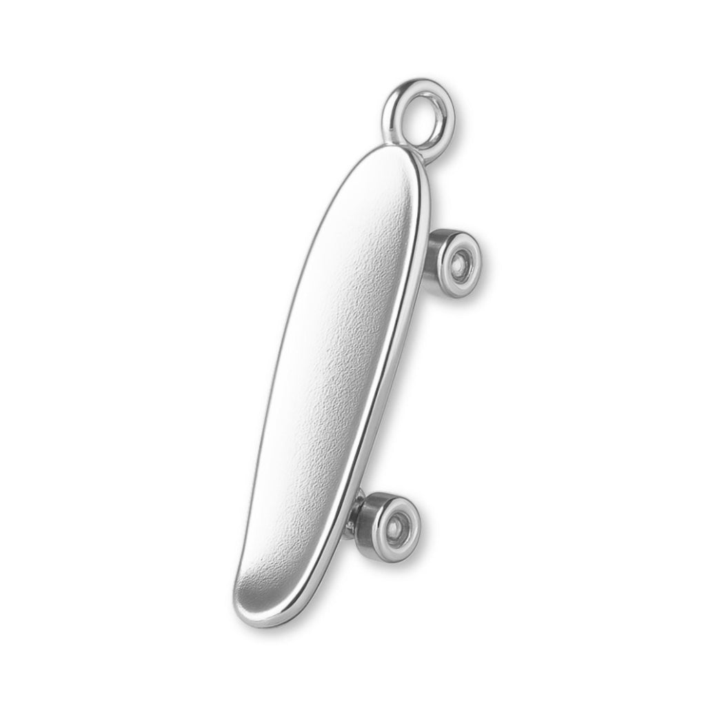 925 Sterling Silver - Old-School Penny Skateboard Charm