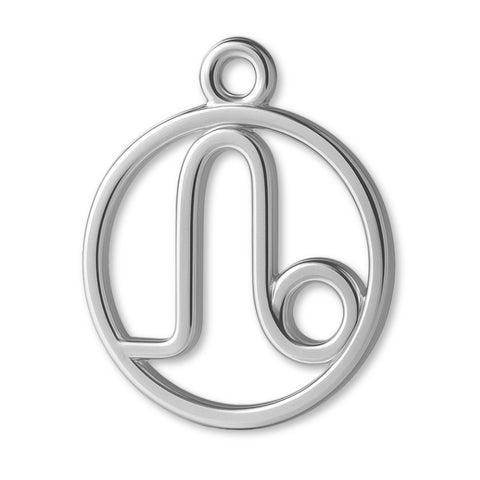 925 Sterling Silver - Leo Zodiac Round Charm