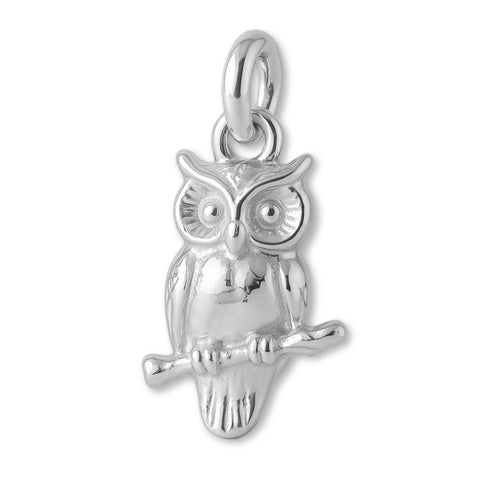 925 Sterling Silver - Great Horned Owl Charm