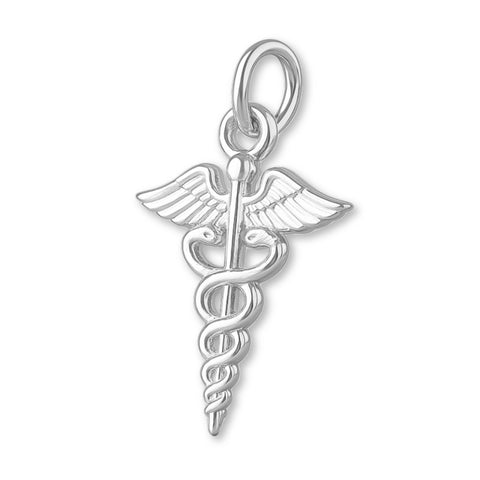 940 Argentium Silver - Medical Caduceus Charm