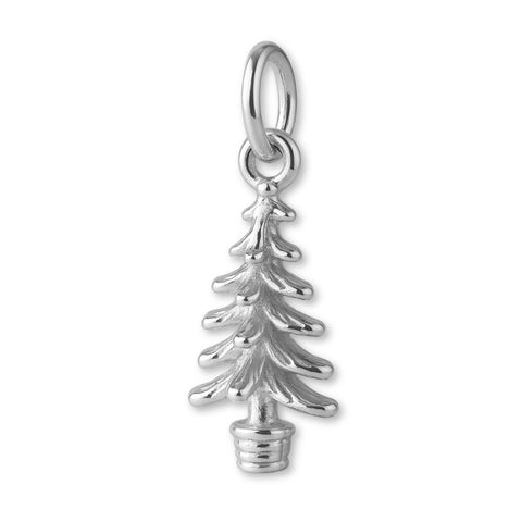 999 Pure Silver - Potted Fir Christmas Tree Charm