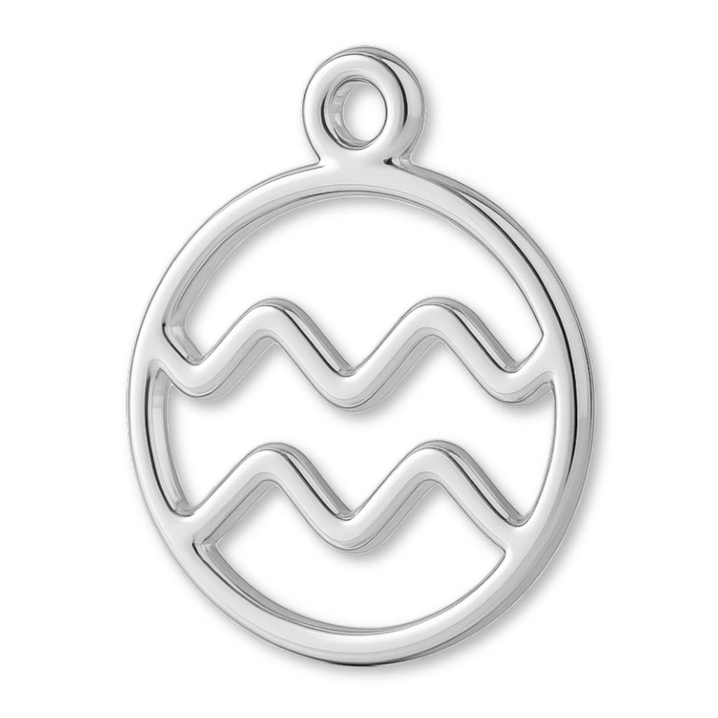 925 Sterling Silver - Aquarius Zodiac Round Charm