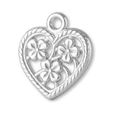 925 Sterling Silver - Floral Filigree Heart Charm