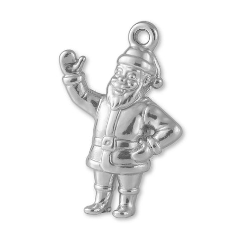 925 Sterling Silver - Waving Santa Claus Charm