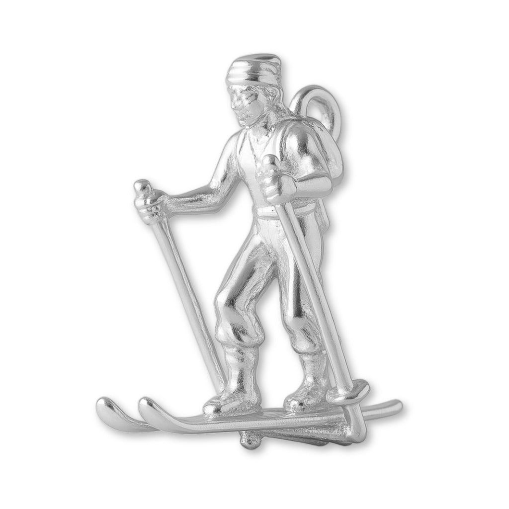 999 Pure Silver - Cross Country Skier Charm