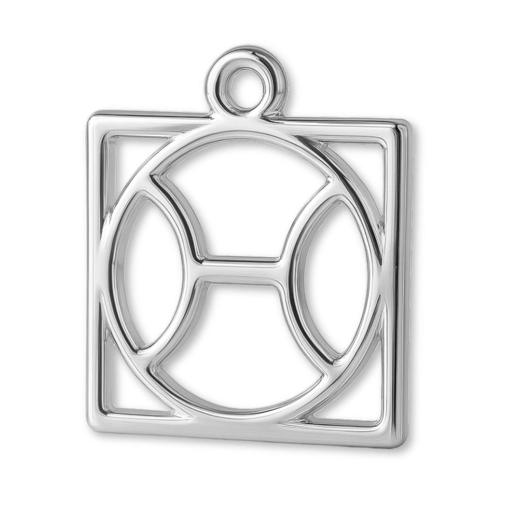 940 Argentium Silver - Pisces Zodiac Square Charm