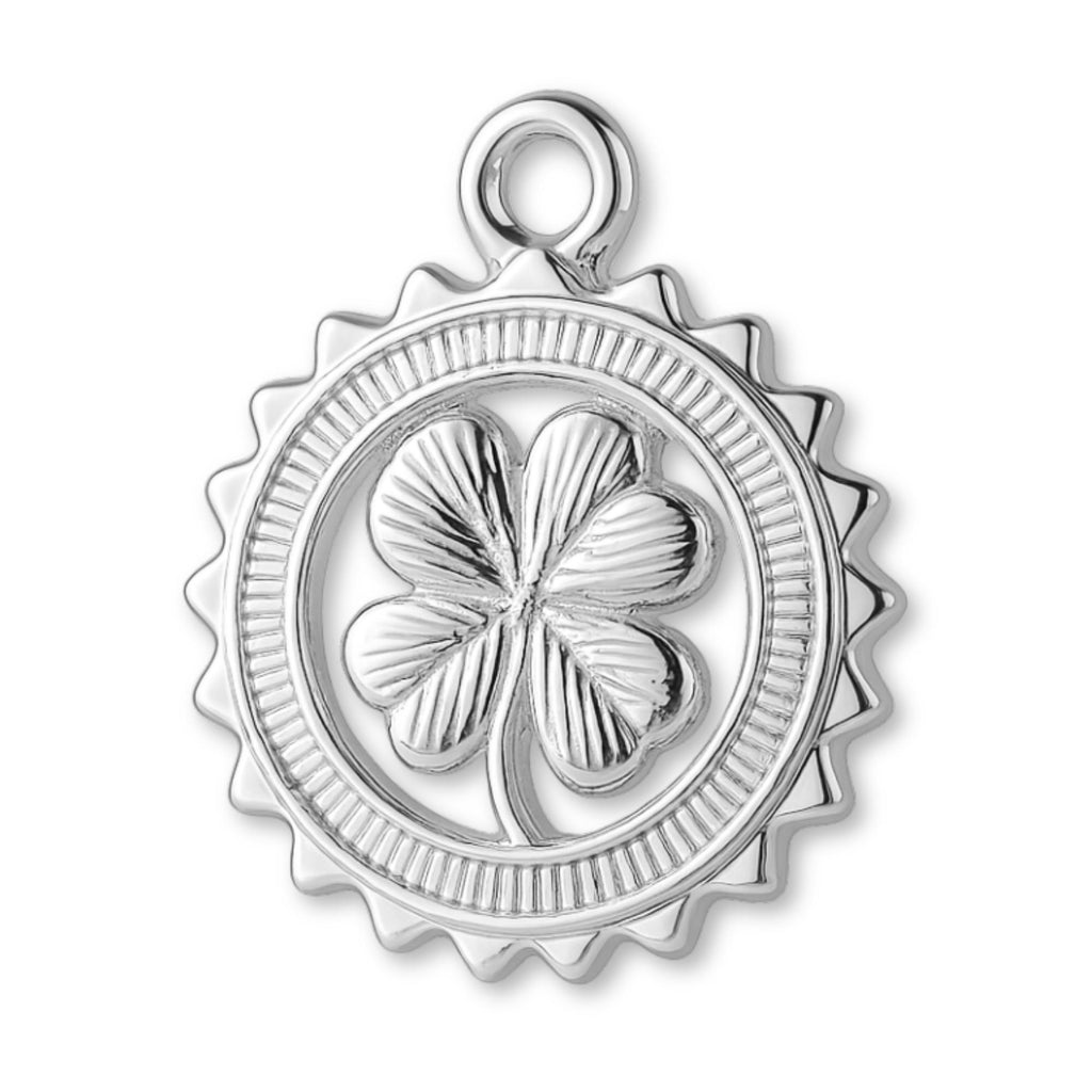 940 Argentium Silver - Four Leaf Clover Medallion Charm