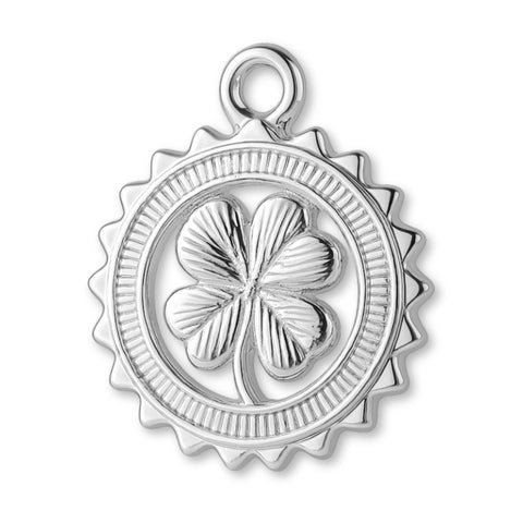 940 Argentium Silver - Four Leaf Clover Medallion Charm